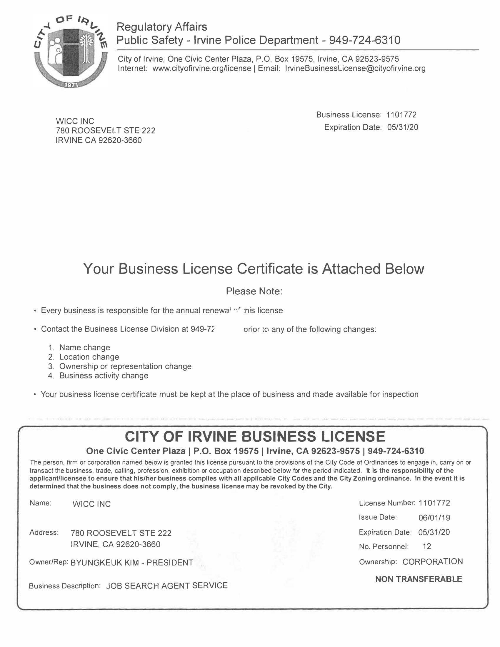 License - WICC Group